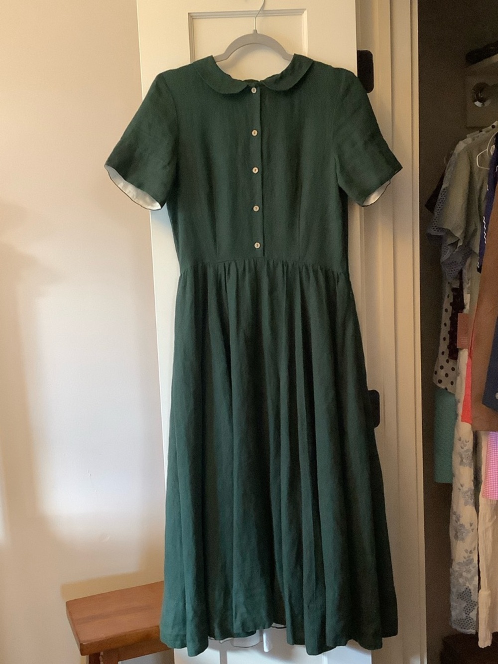 Son de Flor Short Sleeve Peter Pan Collar Linen Dress - Picture 2 of 14